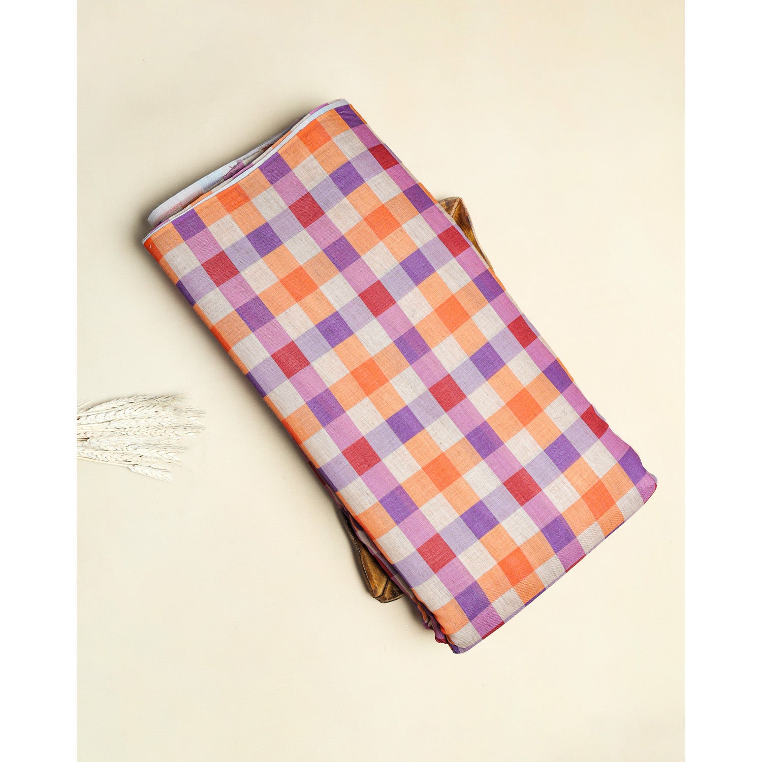 RAJWADI LINEN DIGITAL PRINTED CHECKS FABRIC