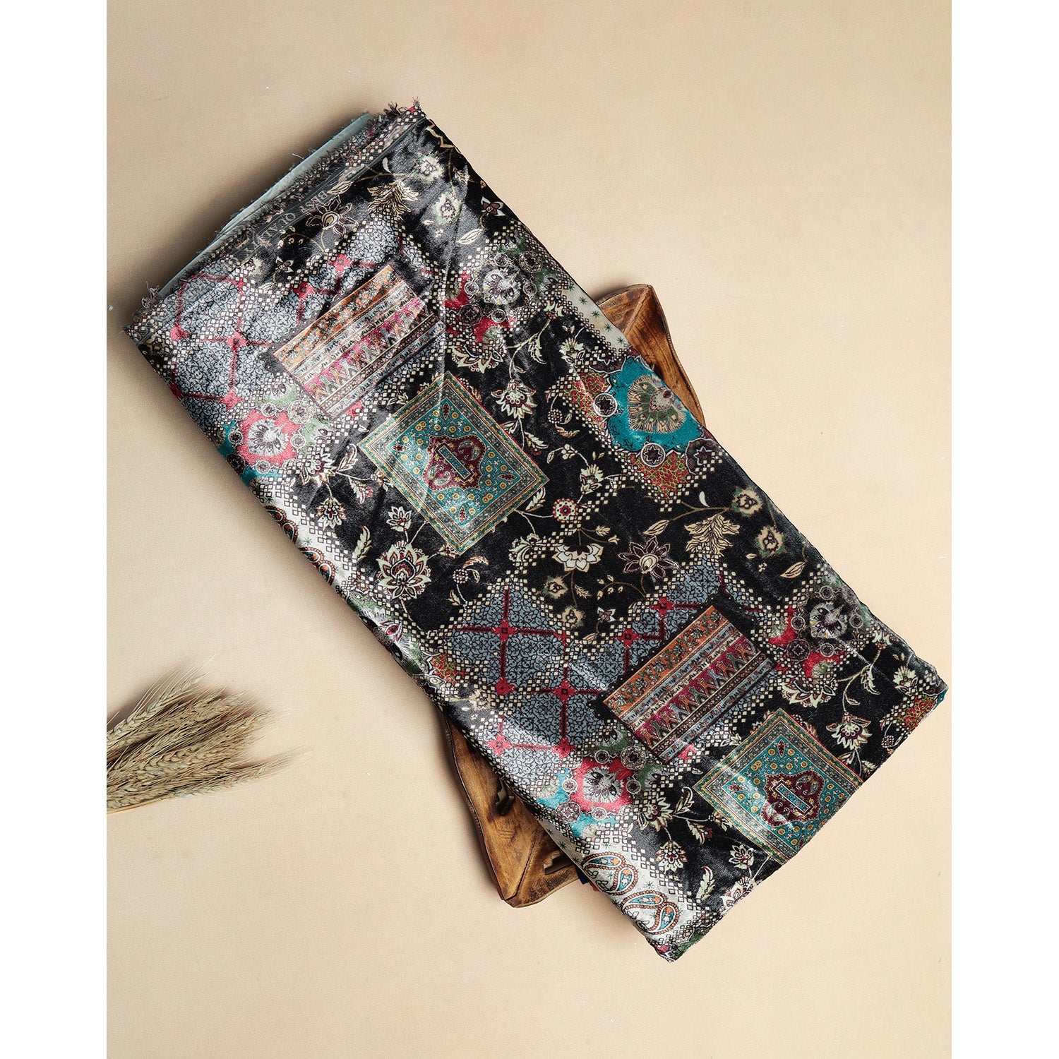 MEHFIL-E-RANG - VELVET DIGITAL PRINTED FABRIC
