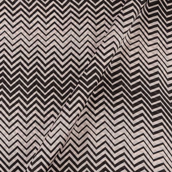 Satin Georgette Feel White and Black Colour Chevron Print 43 Inches Width Fabric