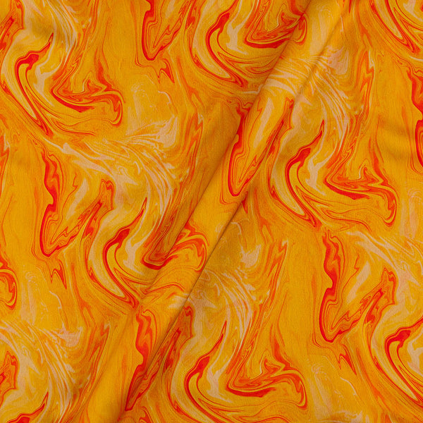 Buy Tabby Silk Feel Mustard Colour Abstract Print Tie Dye Fabric Online 2124O