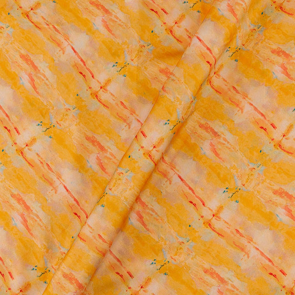 Satin Georgette Feel Golden Yellow Colour Abstract Print 43 Inches Width Fabric