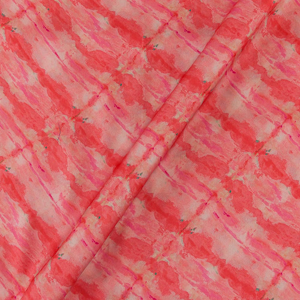 Satin Georgette Feel Coral Colour Abstract Print 43 Inches Width Fabric