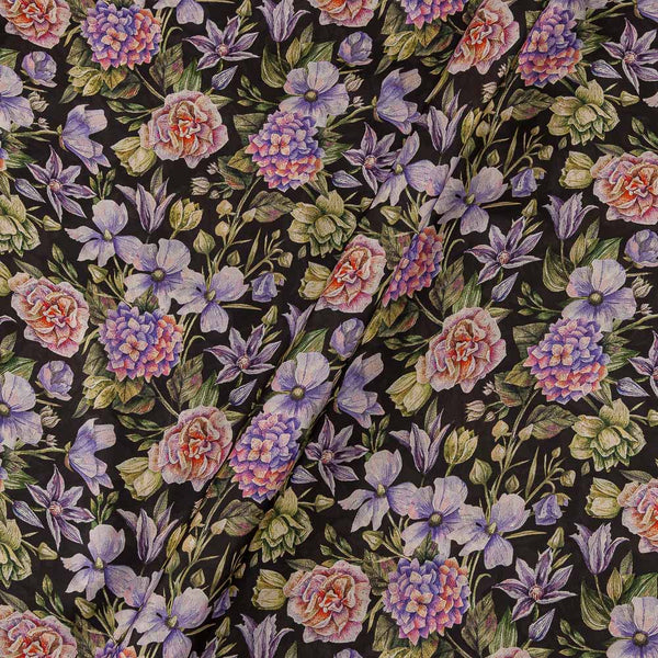 Satin Georgette Feel Carbon Colour Jaal Print 43 Inches Width Fabric