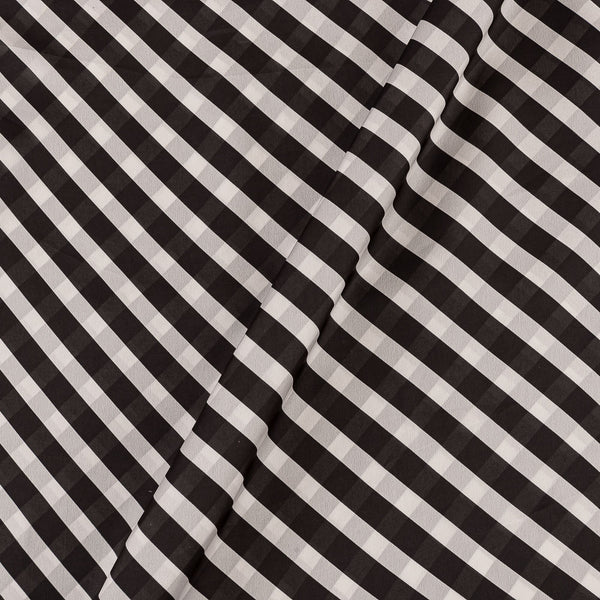 Satin Georgette Feel White and Black Colour Self Checks Print 43 Inches Width Fabric