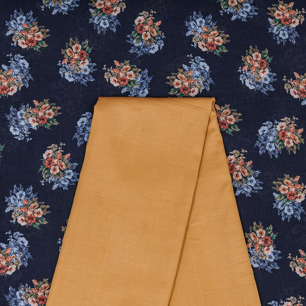 Super Fine Cotton Mul Printed Fabric & Poly Linen Satin Plain Fabric Unstitched Two Piece Dress Material Online ST-2151QB-4165N