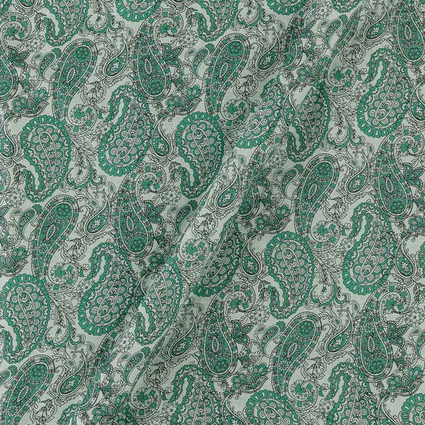 Super Fine Cotton (Mul Type) Mint Colour Premium Digital Paisley Jaal Print Fabric Online 2151QK1