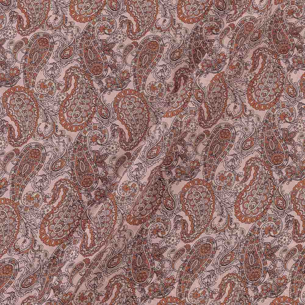 Super Fine Cotton (Mul Type) Peach Colour Premium Digital Paisley Jaal Print Fabric Online 2151QK2