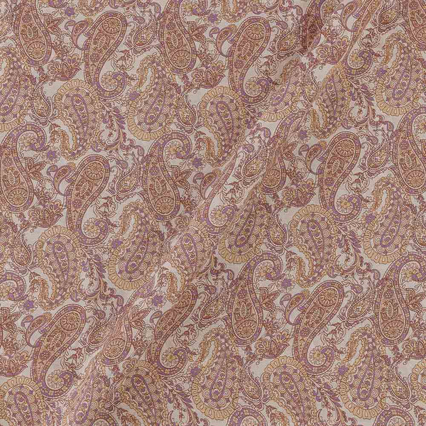 Super Fine Cotton (Mul Type) Off White Colour Premium Digital Paisley Jaal Print Fabric Online 2151QK4