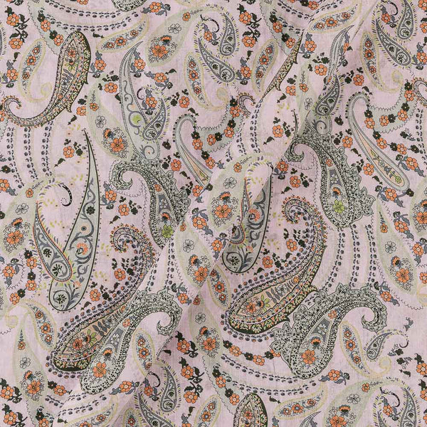 Super Fine Cotton (Mul Type) Pale Peach Colour Premium Digital Paisley Print Fabric Online 2151QO1
