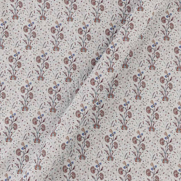 Super Fine Cotton (Mul Type) White Colour Premium Digital Floral Print Fabric Online 2151QP1