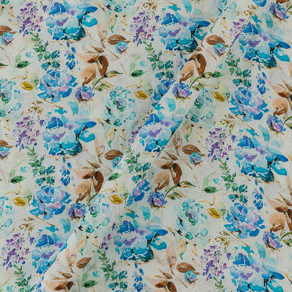 Super Fine Cotton (Mul Type) White Colour Premium Digital Floral Jaal Print Fabric Online 2151QW3