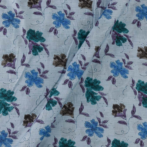 Super Fine Cotton (Mul Type) Aqua Colour Premium Digital Floral Print Fabric Online 2151RA1