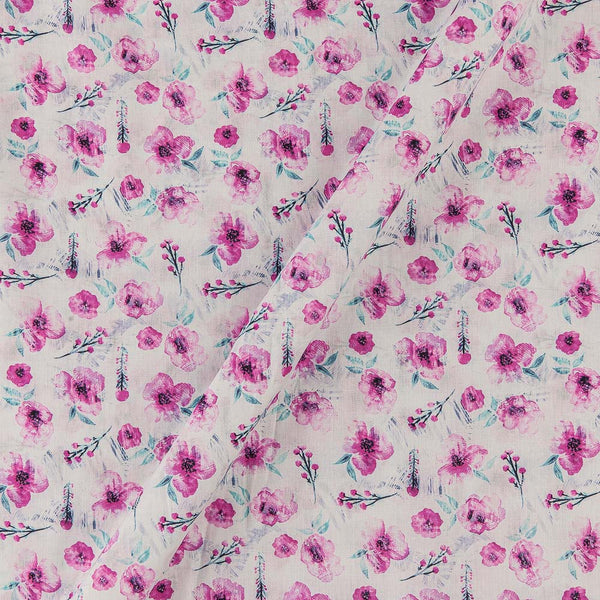 Super Fine Cotton (Mul Type) Off White Colour Premium Digital Floral Print Fabric Online 2151RC1