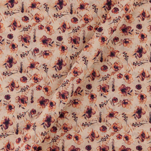Super Fine Cotton Mul Beige Colour Premium Digital Floral Print 43 Inches Width Fabric
