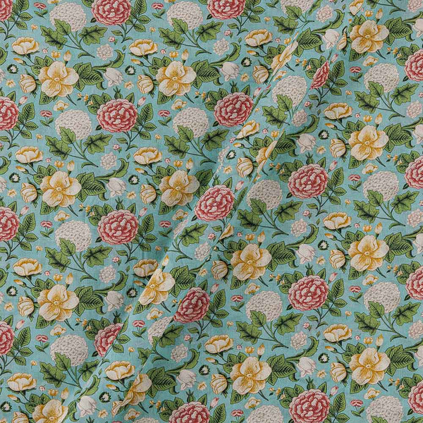 Super Fine Cotton Mul Aqua Colour Premium Digital Floral Print Fabric Online 2151RH1