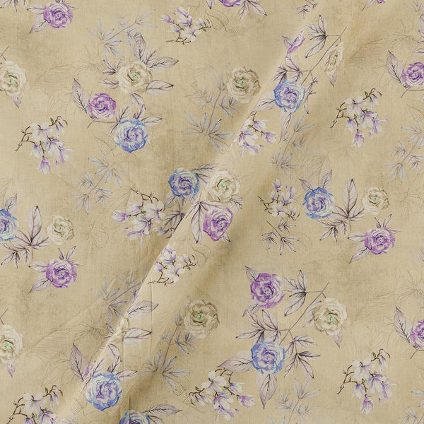 Super Fine Cotton Mul Cream Beige Colour Premium Digital Floral Print Fabric Online 2151RI3