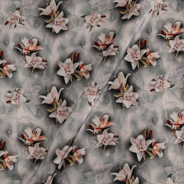 Modal Satin Ash Grey Colour Floral Print 43 Inches Width Fabric freeshipping - SourceItRight