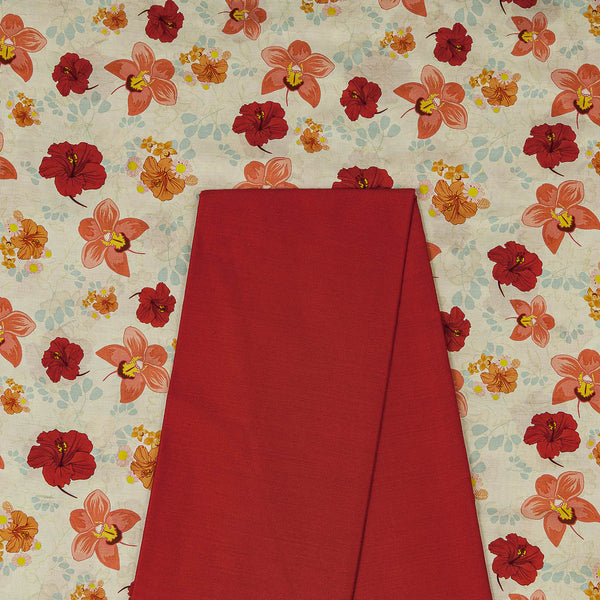 Modal Satin Printed Fabric & Spun Cotton (Banarasi PS Cotton Silk) Plain Fabric Unstitched Two Piece Dress Material Online ST-2160AV-4000EW