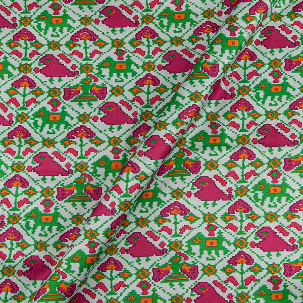 Mashru Gaji White Colour Digital Patola Print 46 Inches Width Fabric