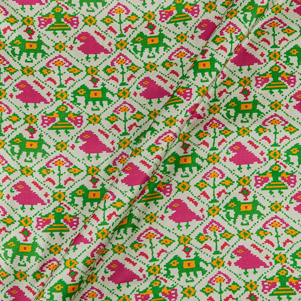 Buy Mashru Gaji White Colour Digital Patola Print Fabric Online 2164CI2