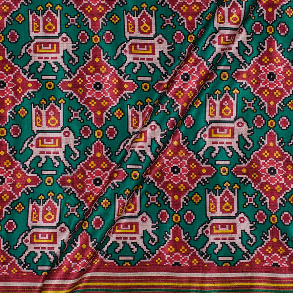Mashru Gaji Dark Green Colour Patola Print 46 Inches Width Fabric