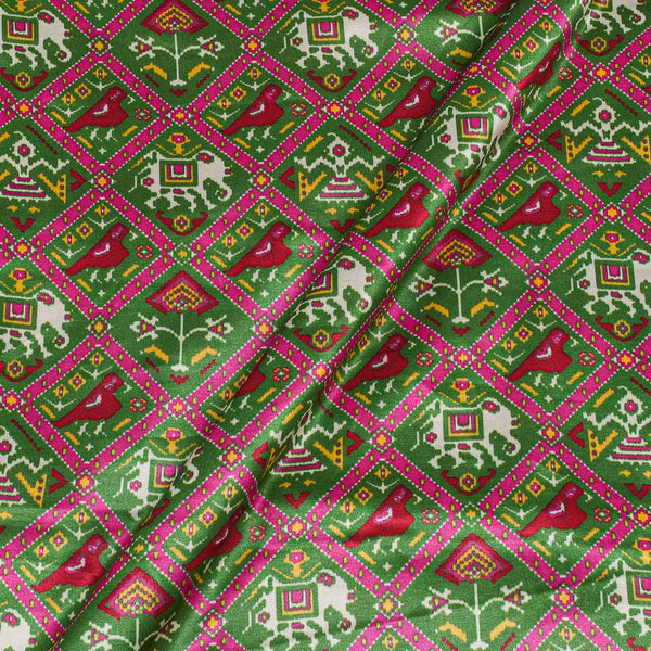 Mashru Gaji Leaf Green Colour Digital Patola Print Fabric Online 2164GU9