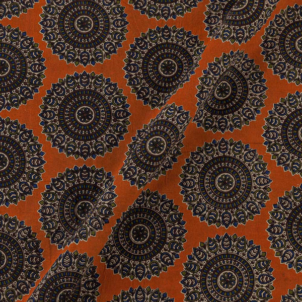 Buy Cotton Tangerine Orange Colour Mughal Butta Print Kalamkari Fabric Online 2186CY3
