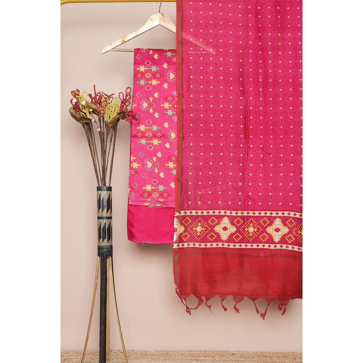 PURE MUL CHANDERI PRINTED SUIT SET
