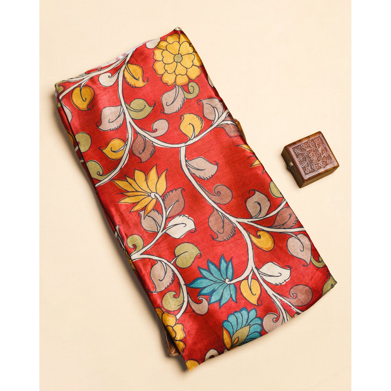 PURE GAJJI SILK KALAMKARI PRINTED FABRIC