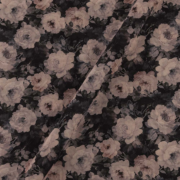 Georgette Black Colour Floral Print Fabric Online 2201O3