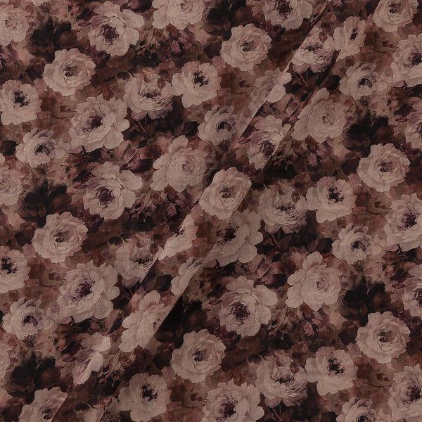 Georgette Coffee Brown Colour Floral Print Fabric Online 2201O4