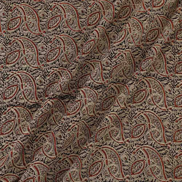 Rayon Black Colour Leaves Natural Kalamkari Fabric Online 2203AB4