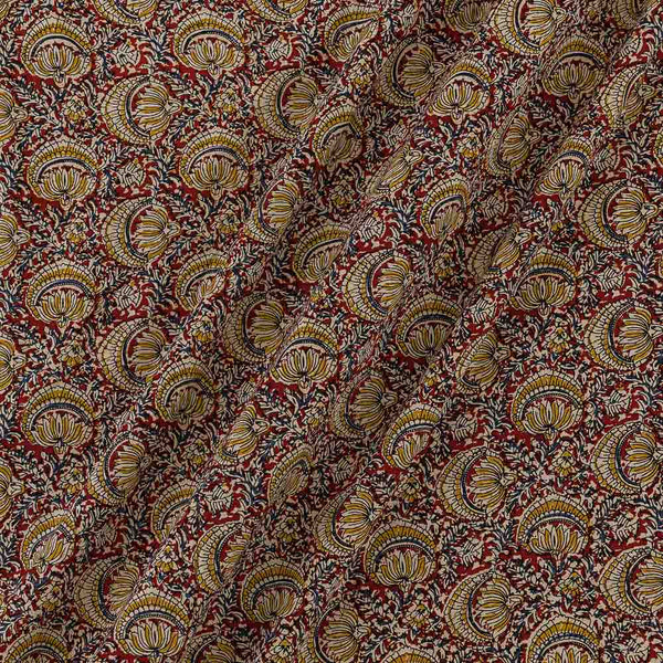 Rayon Brick Red Colour Mughal Natural Kalamkari Fabric Online 2203AE2