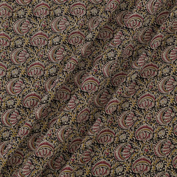 Rayon Black Colour Mughal Natural Kalamkari Fabric Online 2203AE4