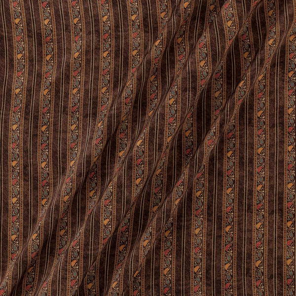 All Over Border Design Stripes Prints on Mauve Colour Crepe Silk Feel Viscose Fabric Online 2220AE