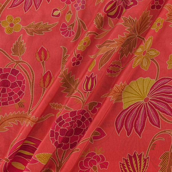 Jaal Prints on Sugar Coral Colour Crepe Silk Feel Viscose Fabric Online 2220AF2