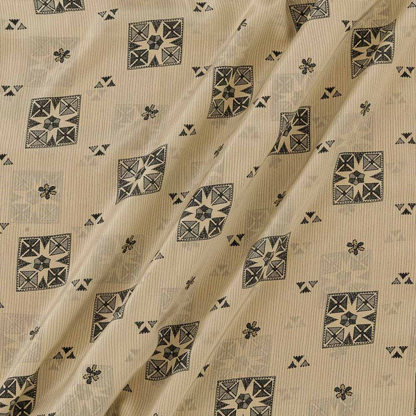 Geometric Prints on Off White Colour Crepe Silk Feel Viscose Fabric Online 2220AK