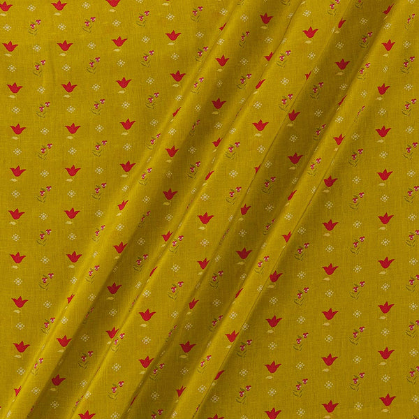 Floral Prints on Mustard Colour Crepe Silk Feel Viscose Fabric Online 2220AN