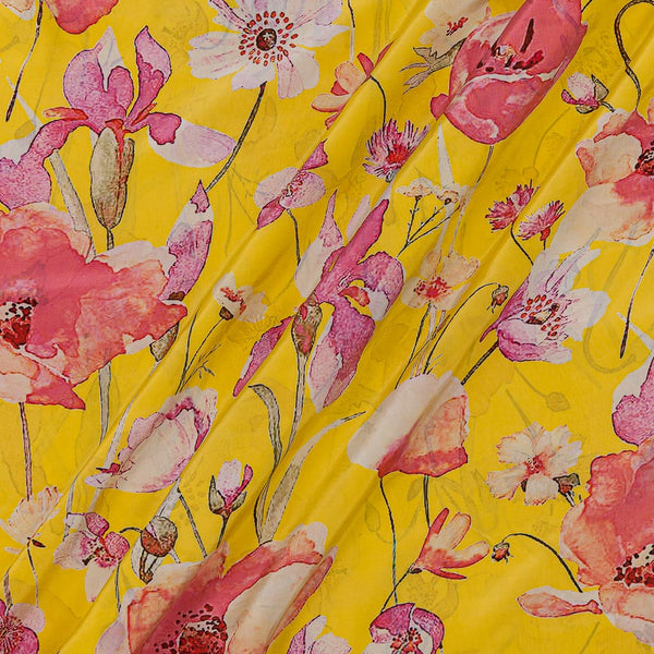 Jaal Prints on Golden Yellow Colour Crepe Silk Feel Viscose Fabric Online 2220AO3