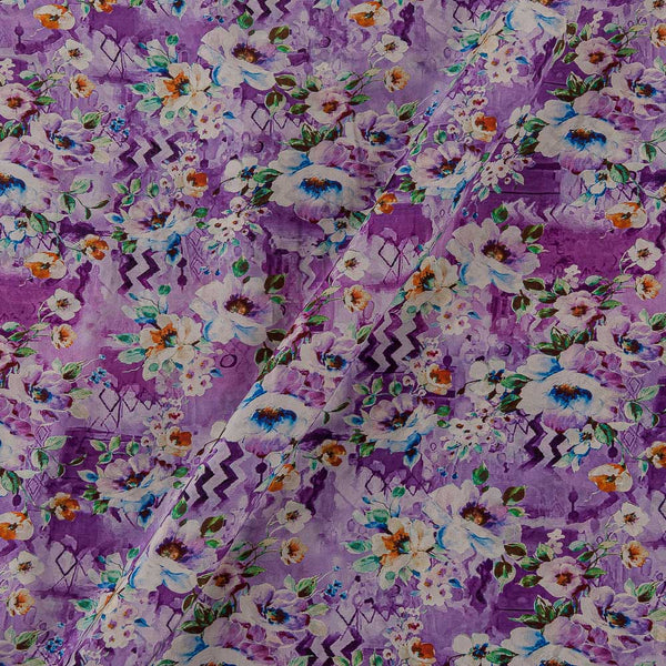 Jaal Prints on Light Purple Colour Crepe Silk Feel 45 Inches Width Viscose Fabric