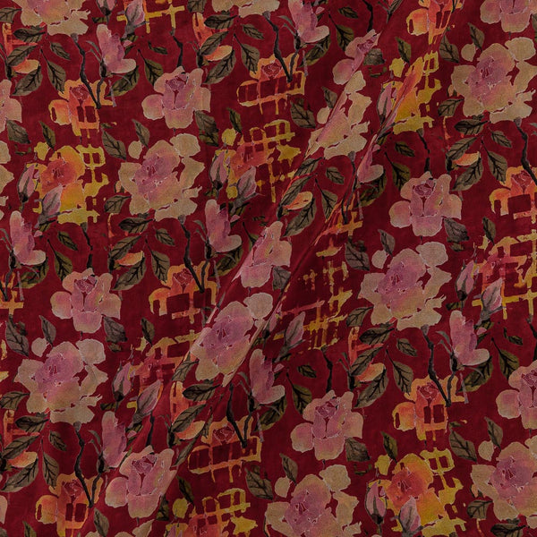 Jaal Prints on Cherry Red Colour Crepe Silk Feel 45 Inches Width Viscose Fabric