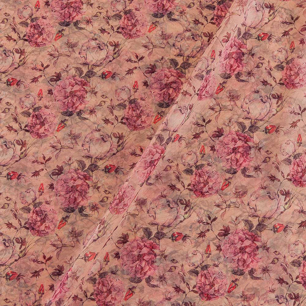 Buy Shimmer Organza Ivory Colour Digital Floral Jaal Print Fabric 2223EW Online