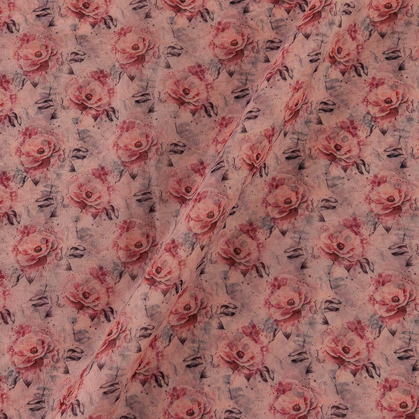 Organza Peach Colour Digital Floral Print Fabric Online 2223HN