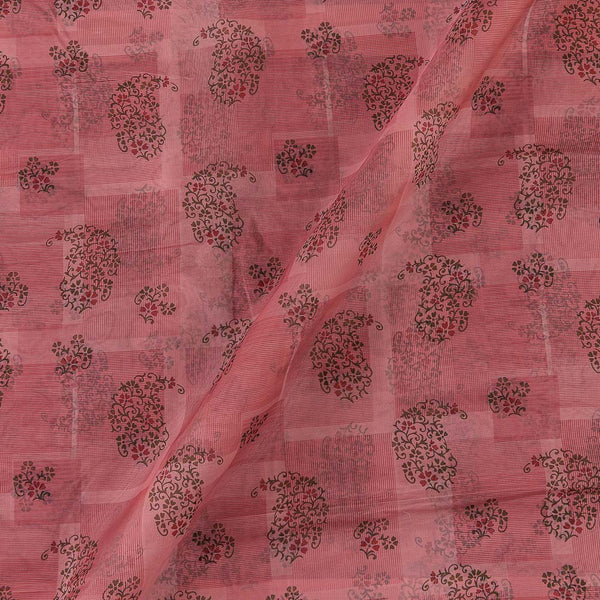 Organza Carrot Pink Colour Digital Butta Print Fabric Online 2223HT