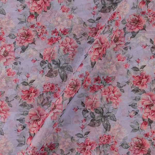 Organza Purple Rose Colour Digital Floral Print Fabric Online 2223HX