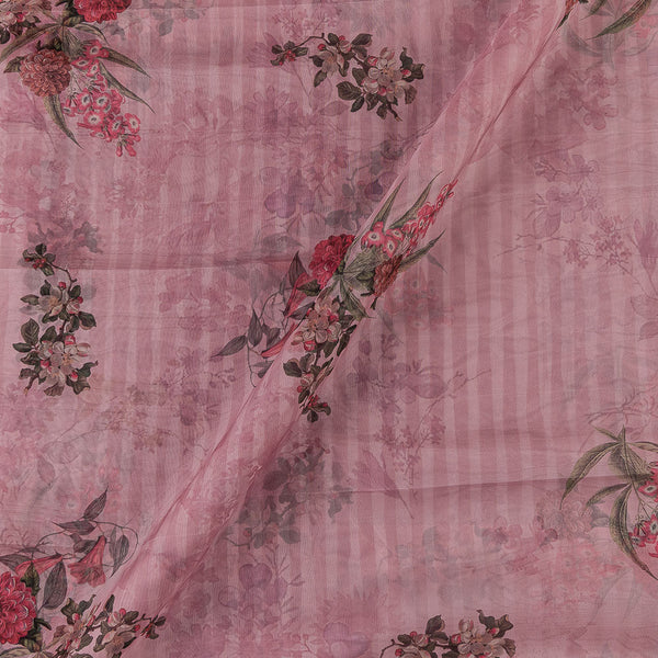Organza Powder Pink Colour Digital Floral Print Fabric Online 2223IB