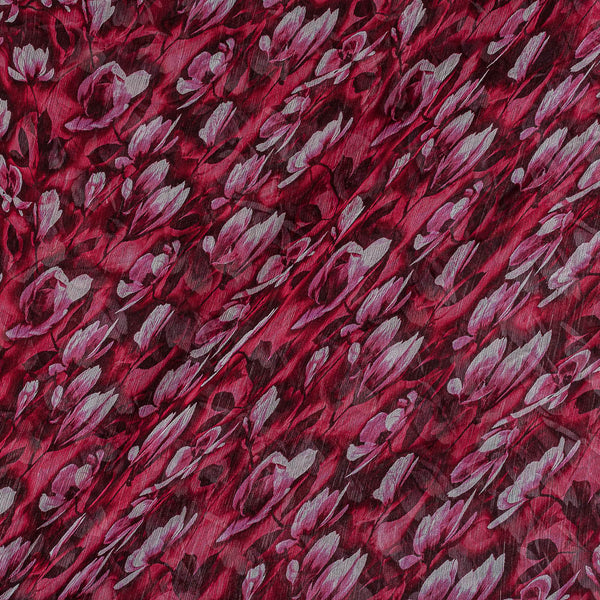 Viscose Chiffon Raspberry Colour Digital Floral Print 42 inches Width Fabric freeshipping - SourceItRight