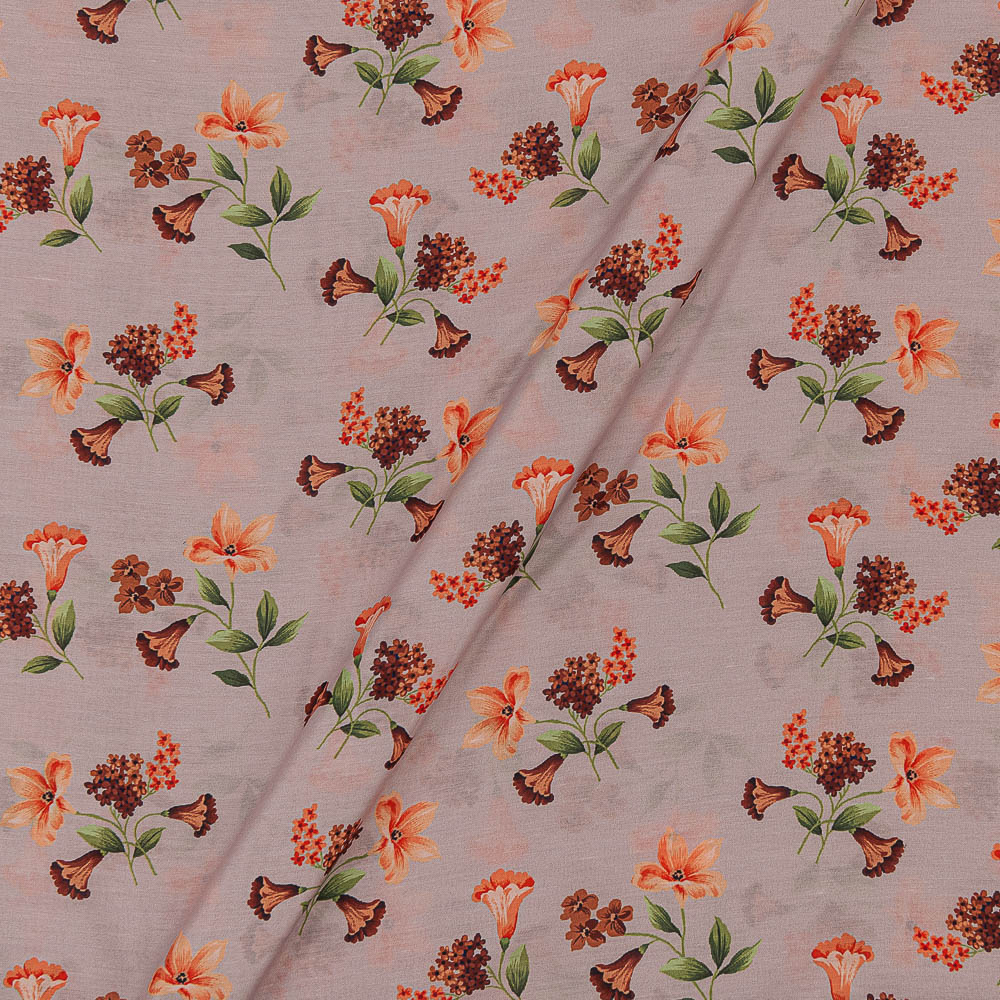 Buy Poly Muslin Brick Colour Floral Print Fabric Cut Of 1.50 Meter 2233AJ  pcp gf - SourceItRight