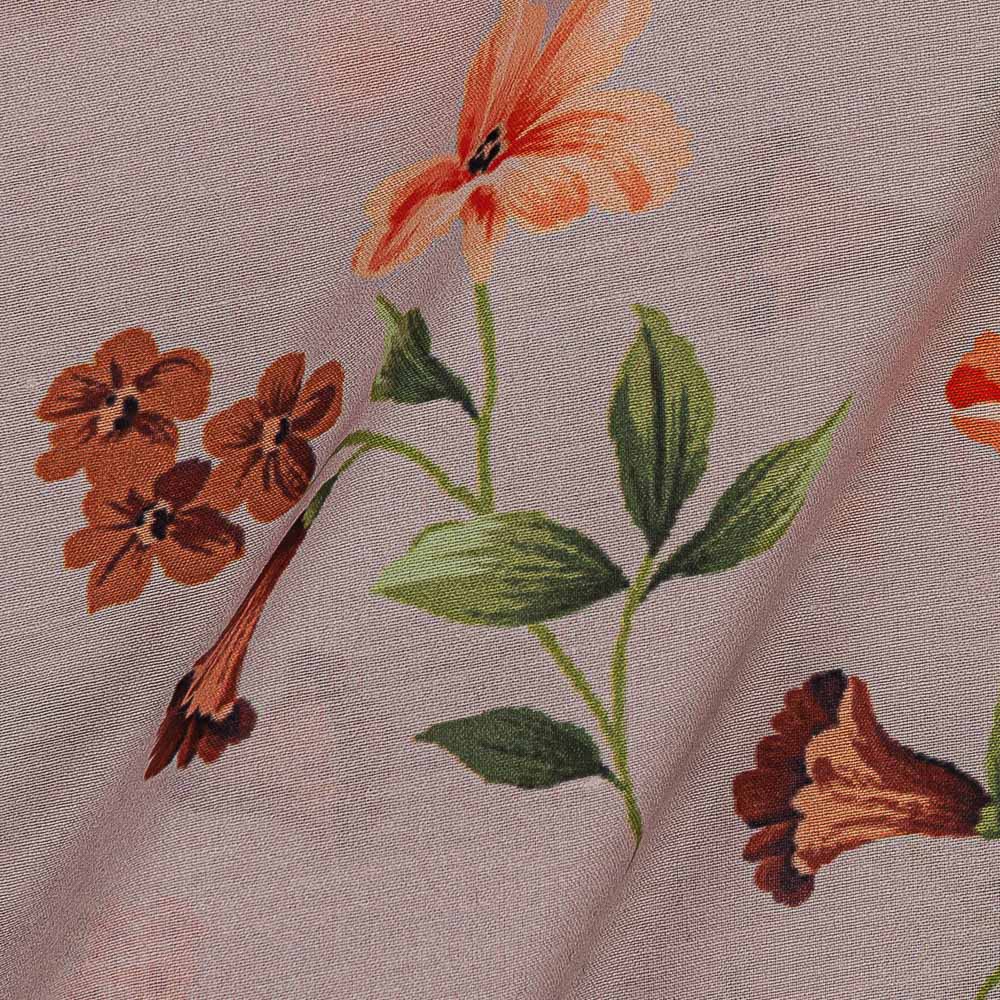 Buy Poly Muslin Brick Colour Floral Print Fabric Cut Of 1.50 Meter 2233AJ  pcp gf - SourceItRight