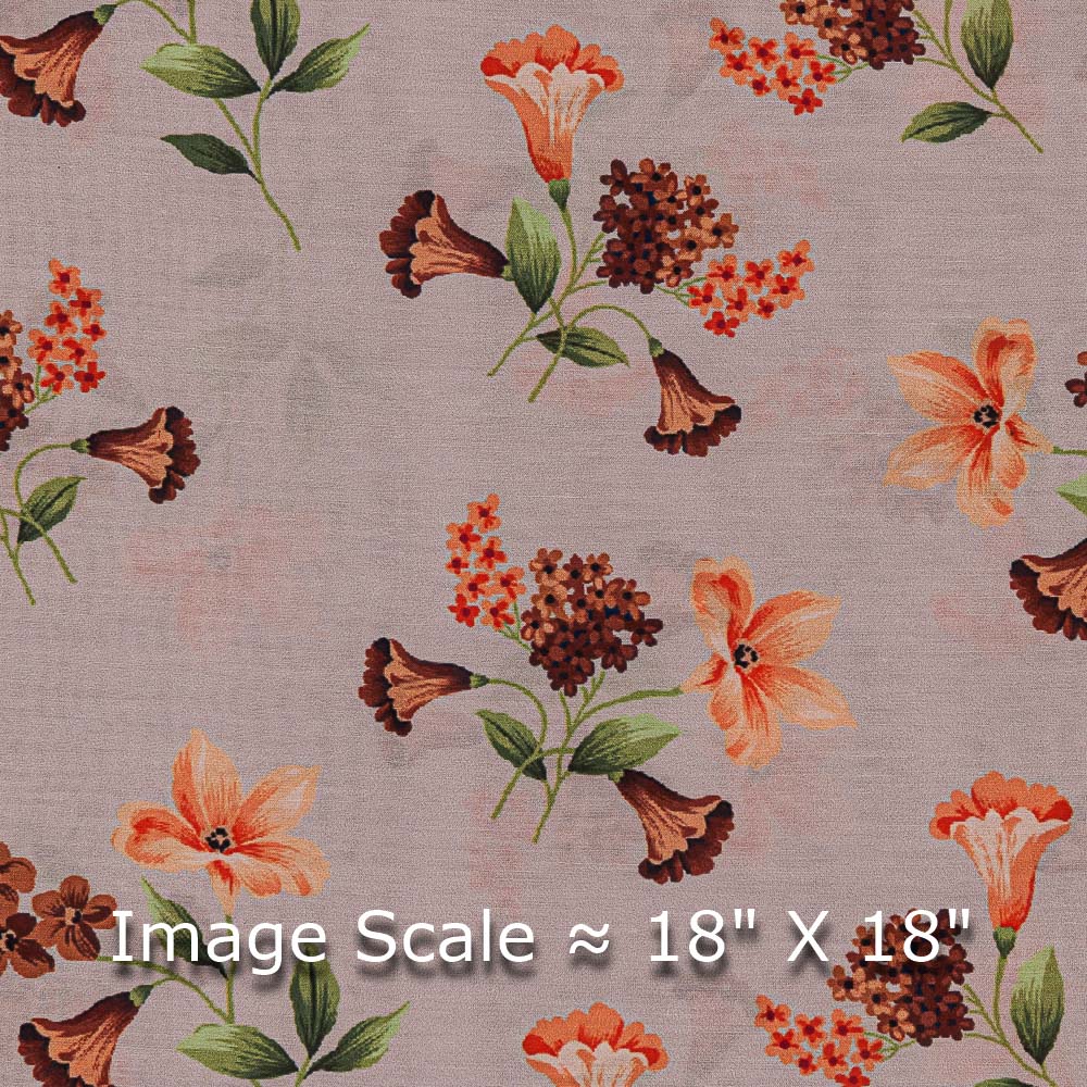 Buy Poly Muslin Brick Colour Floral Print Fabric Cut Of 1.50 Meter 2233AJ  pcp gf - SourceItRight